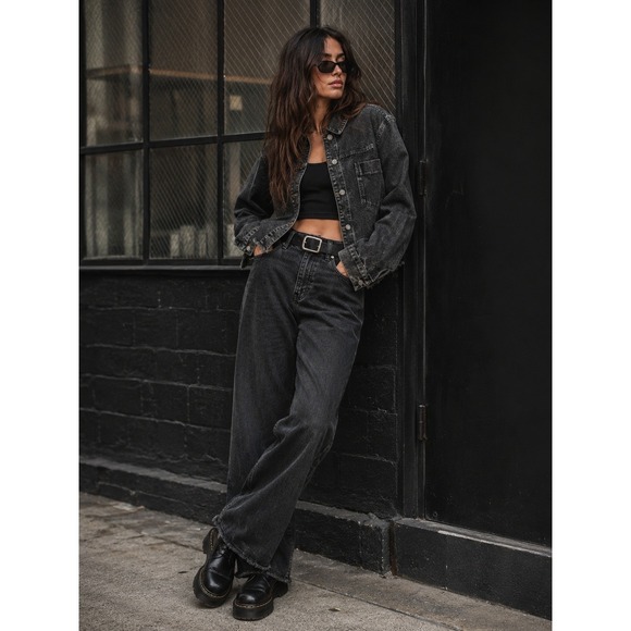 Promesa Jackets & Blazers - Promesa Jacket Womens Small Black Denim Acid Wash Grunge Raw Hem NJC0893